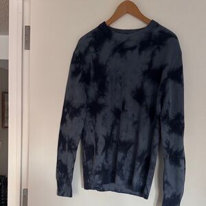 Theory Masten Tie Dye Sweater, Men’s M, Ribbed Knit Cotton Sargasso Baltic